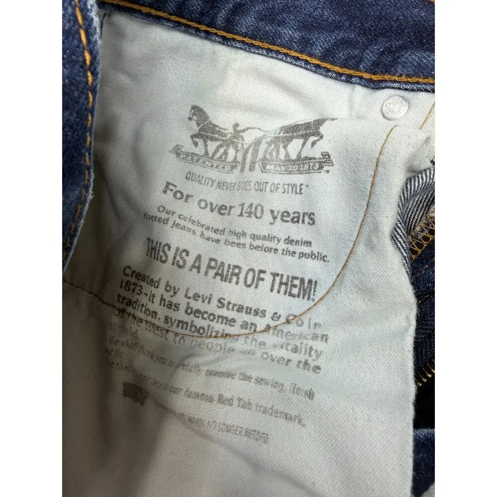Levi's 505 Straight Leg Jeans Mens Size 33x32 Dark Wash Distressed